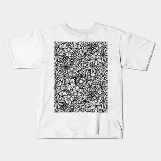 Hand Drawn Flowers Line Art Illustration Kids T-Shirt